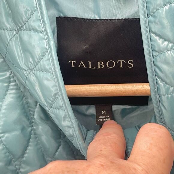 Talbots Womens Quilted Puffer Jacket Vest Lined Full Zip Snap Button Blue Medium - Picture 12 of 14